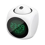Reloj despertador de proyección que muestra temperatura con diseño compacto para cualquier configuración de dormitorio (blanco)