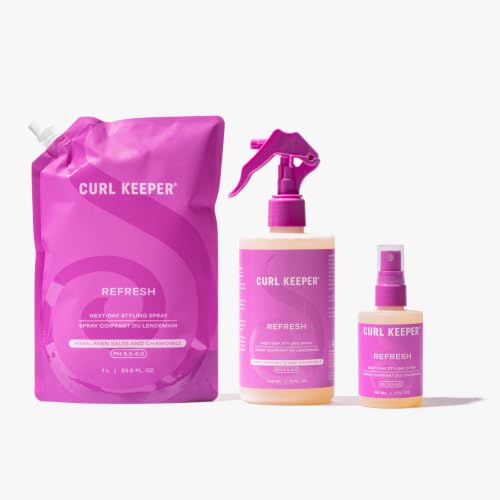 Image of Refresh Curl Refresher Spray for Curly Hair - Next Day Curl Activator and Volumizing Texture Mist with Himalayan Pink Salt, Aloe Vera and Calming Chamomile, Color Safe Formula, 3oz /90ml