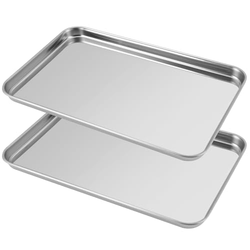 2 Pièces Plaque Inox, 22.7 X 14.7 X 1.2 cm Plaque Four Rectangulaire, Chauffage Uniforme Plaque Patisserie, Lavable au Lave-Vaisselle, Plaque Four Universelle...
