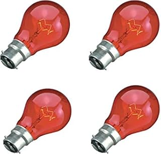 DECK INN Pack of 4 40W Red Fireglow Light Bulbs Bayonet BC B22 for Flame Effect Electric Fires