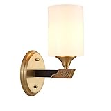 Weiß Glas Wandleuchten, Vintage Messing Bettkopf Wandleuchter Licht, Bad Eitelkeit...