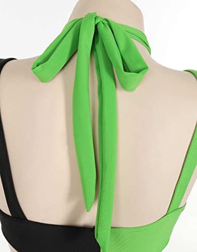 MEOWCOS Women's One Piece Swimwear Gothic Swimsuit Green and Black Spliced Cutout Bathing Suit4