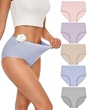 SIMIYA 5 Pack Cotton Underwear Women, High Waisted Knickers for Women Multipack Comfy Stretchy Ladies Full Briefs Pants Soft Plus Size Panties XL
