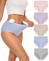 SIMIYA 5 Pack Cotton Underwear Women, High Waisted Knickers for Women Multipack Comfy Stretchy Ladies Full Briefs Pants Soft Plus Size Panties XXL