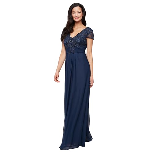 Alex Evenings womens Stretch Sequin Bodice Empire Waist Long Gown, Formal Event Dress (Petite and Regular Sizes)