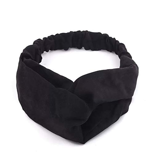Solid Suede Fabric Knot Stretchable Hairband Headband for Women-image-41