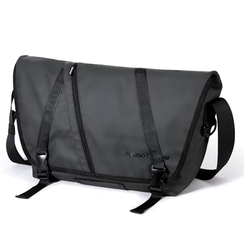 HIMZ WARRIOR Classic Messenger Bag for Men Lagre Laptop Bag Crossbody Sling Water Resistant for Travel Buisness Cycle Bags (Black)