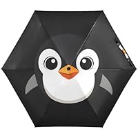 Quteprint 5 Fold Travel Umbrella for Rain Sun & UV Protection, Cute Penguin Windproof 6 Ribs UPF 50+ Compact Lightweight Folding Umbrella for Adults & Kids