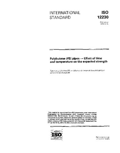 ISO 12230:1996, Polybutene (PB) pipes -- Effect of time and temperature on the expected strength