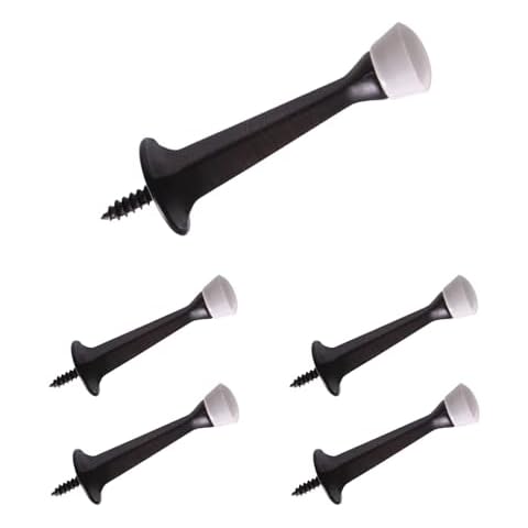 Door Stops 3 Inch Rigid with Rubber Pin Oil Rubbed Bronze Black, 5 Pack | HOWTOOL Cover