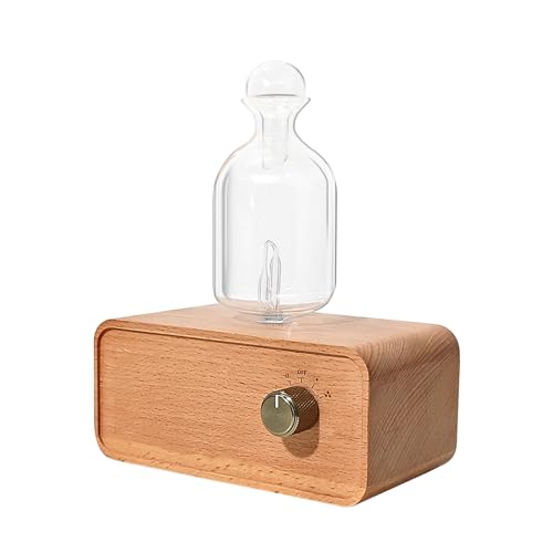 Nebulizing Waterless Essential Oil Diffuser - Battery Operated & Cordless Diffuser, Natural Wood & Glass Oil Aromatherapy Diffusers for Home Office, No Heat, No Water, No Plastic