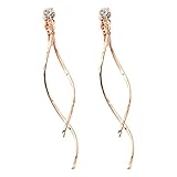 [Ｃｒｅａｍ ｄｏｔ．] クリームドット イヤリング レディース 人気 金属アレルギー ニッケルフリー 18kコーティング 揺れる ネジ式 キュービックジルコニア ビジュー ウェーブ ひねり 【ピンクゴールド×イヤリング】