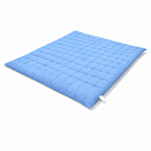 Image of ATOOTFUSION Soft Cotton Quilt | Foldable Light Weight Filled Single Firm Cotton Quilt Mattress| Gadda (Solid Coloured, Sleeping Capacity, 6 x 6 ft or 72 x 72 Inches) Double Bed (Sky Blue)