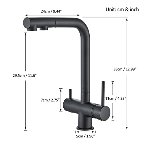 Filtre à eau de cuisine robinet rotatif 360 avec double pulvérisateur extractible