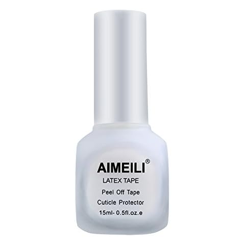 AIMEILI Liquid Latex Peel Off Tape Cuticle Guard Polish Barrier Skin Protector for Nail Art White Odorless 15 ML Cover