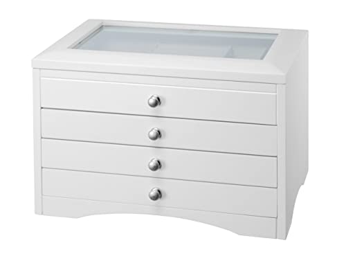 Elegant White Lift Top Jewelry Box