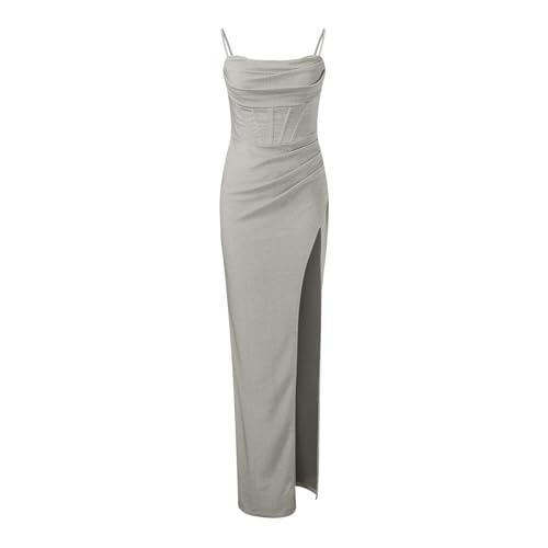 Robe de cocktail à paillettes dos nu et sans manches pour femme - 3