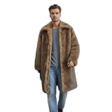Colf Men's Fluffy Long Sleeve Faux Fur Coat Jacket Lapel Outwear Winter Parka Overcoat (Camel,Medium)