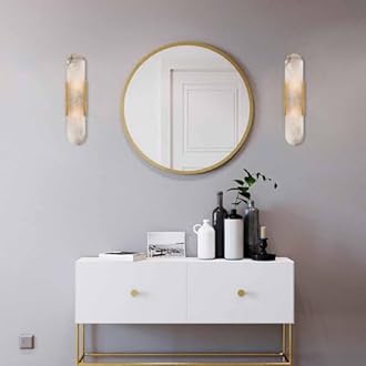 TRIVIDHA Modern Marble Wall Lamps Set Of Two Creative Design Art Wall Light Bathroom Vanity Wall Sconce Lighting Alabaster Wall Lamps For Living Room Bedside Corridor Balcony