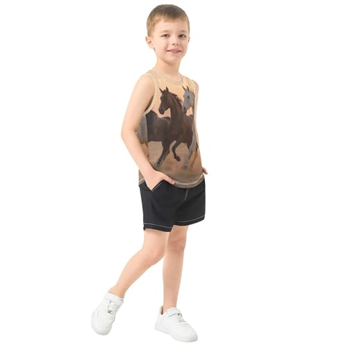 Three Horses Boys Tank Tops Sleeveless Toddler Vest Kids Casual Stylish Shirt for Travel Volleyball Running Cycling 3T4