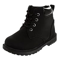 Josmo Hiking Outdoor Waterproof Lace-up Comfort (Little Big Kid) Construction Workboots, Black, 3 US Unisex