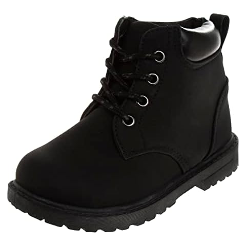 Josmo Hiking Outdoor Waterproof Lace-up Comfort (Little Big Kid) Construction Workboots, Black, 3 US Unisex Cover