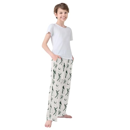 CaTaKu Boys Golf Sport Vintage Pants for Boys Girls Wide Leg Sweatpants Kids Long Bottoms with Pockets Size 6-14Y3
