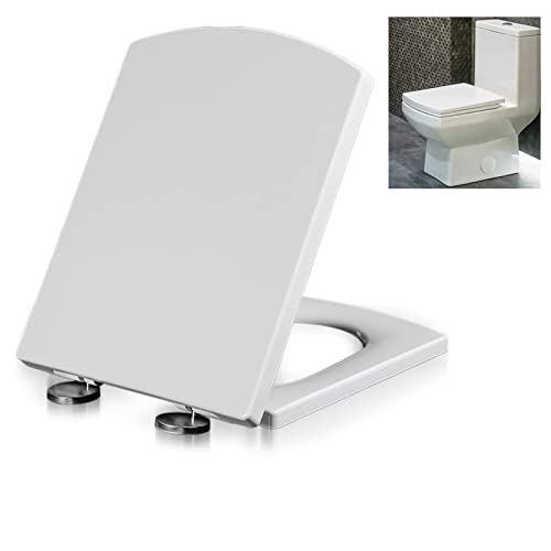 Tapa De WC Universal Con Cierre Suave - Forma Larga D, Blanco, Fácil De Limpiar
