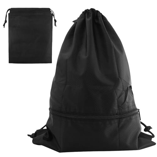 JRSHIRLEYLTD Drawstring Tasche, Mit 1 Stück Non-Woven Drawstring Tasche, Turnbeutel, Drawstring Sportbeutel, Verstellbare Drawstring Turnbeutel (Schwarz)