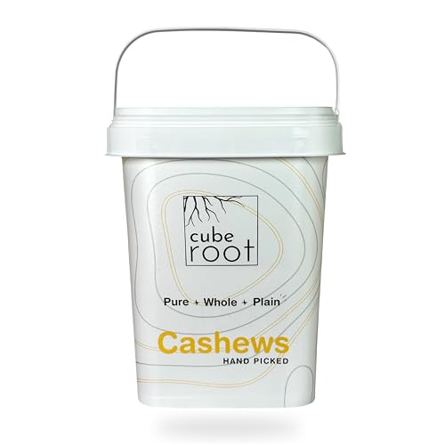 Image of Cube Root Whole Cashew Nuts 1kg (1000g), W320 Grade (Medium size), Airtight Container, Dry Fruits