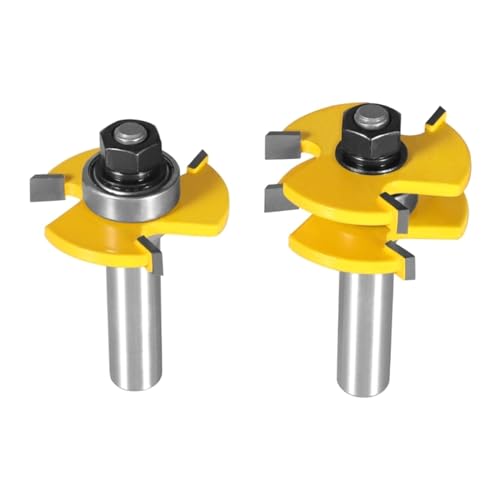 Windzerdong 2PCS 47MM Cove 1-7/8 T&G Assembly Cutter Router Bit Woodworking Milling Cutter for Wood Face Mill(12.7x47.6x6.35)