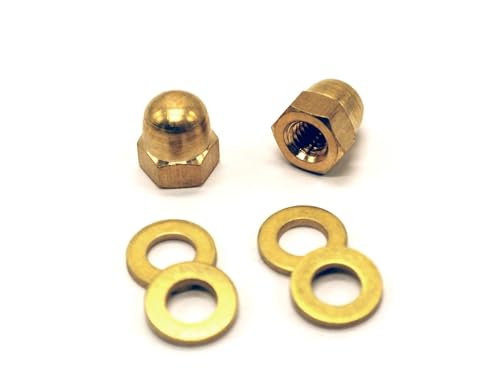 4 x M5 Sets Bolts, Form A Washers and Dome Nuts Pack of 4 (Set M5 x 30mm Bolt Length), Golden self-coloured - Image 2