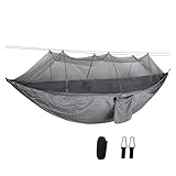 AWHZngE Lightweight Camping Hammock with Net Nylon Single Hammock 300kg Load Capacity for Outside Hiking Backpack Travel Backyard for Terrace, Outdoor(Grey)