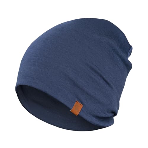 menique 100% Merinowolle Beanie Mütze Herren – Thermo Wintermütze, Dünne Leichte Merino Mütze, Warme Atmungsaktive Laufmütze Damen für Skifahren, Joggen, Radfahren & Outdoor, Denim