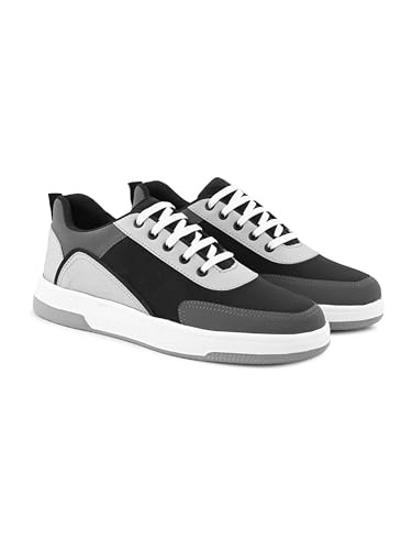 Image of STANPHORD Mens Lumora Sneakers Faux Leather Chunky Colourblocked Trendy Lace Up Casual Shoes Trendy Sole All Day Comfortable Lightweight with Extra Comfort Durable Footwear