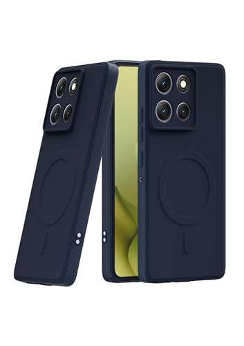 Image of amazon basics Back Cover for Moto G86 Power 5G Soft Matte Silicone Mag-Safe Design (Mag-Safe Not Support) Camera Protection | Slim Fit Bumper Cover (Blue)