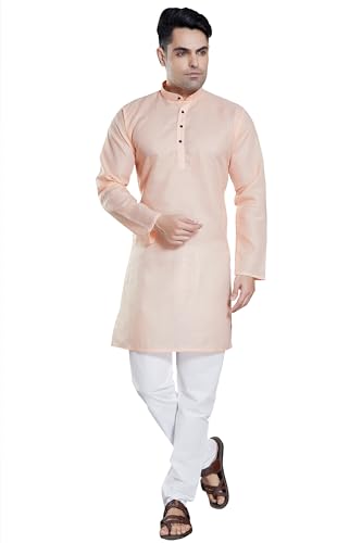 Image of DIVISIVE Men's Plain Cotton Blend Linen Slim Fit Kurta Pyjama Set