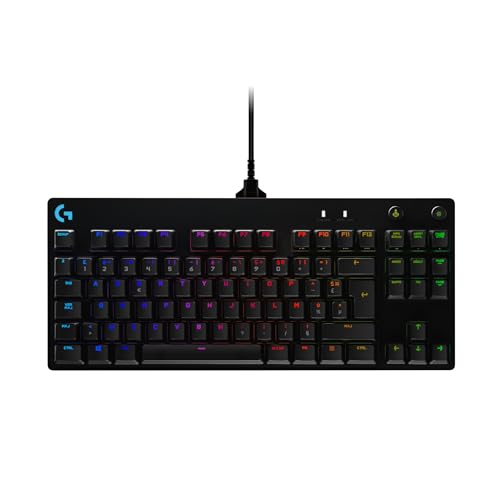 Logitech G PRO Clavier gaming mécanique, conception ultra-portable sans pavé numérique, câble micro-USB détachable, touches rétroéclairées LIGHTSYNC...