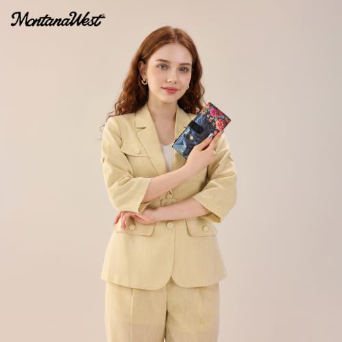 Image of Black Cat Wallet Women Bifold RFID Blocking Wallets with ID Window