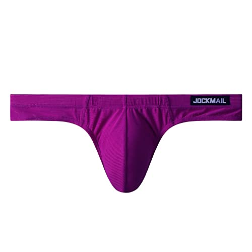 Jockmail Mens Tong Athletic Supporters Bikini Underwear Male Underwear Mesh Underpantslow Rise Pouch Underwear Purple #TOP5