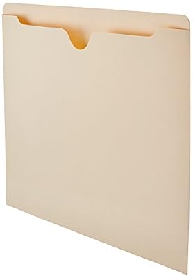 Amazon Basics File Jackets for Organizing Documents, Reinforced Straight-Cut Tab, Flat-No Expansion, Letter Size, Manila, 100-Pack