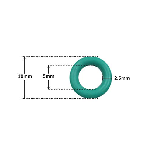 X AUTOHAUX Fluorine Rubber O-Rings, 10mm OD 5mm ID 2.5mm Width FKM Seal Gasket for Machinery Plumbing Green, Pack of 20 - Image 3