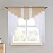 Produktbild Lintimes Scheibengardine Tunnelzug Kurzstores Kleine Vorhänge Halbtransparente Voile Vorhänge Bistrogardine Kleine Fenstervorhänge Dekoschals Volant, Champagner, 120cm * 145cm