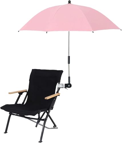 Stuhlschirm mit Klemme, Tragbarer Clip-Regenschirm für Strandstühle, Terrasse, Kinderwagen, Rollstühle, Golfwagen(Rosa)