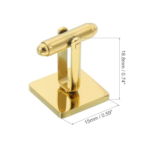 uxcell 2 piezas Mancuernas cuadradas de acero inoxidable dorado miniatura 2