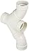 Spears P507 Series PVC DWV Pipe Fitting, 1/8 Bend, Double Combination Wye, 4" Hub