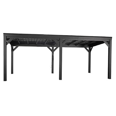 Backyard Discovery Stonebridge 20' x 9.5' Galvanized Steel Outdoor Gazebo Pavilion with Hardtop Slope Roof, Snow Load Support, Wind Resistance, PowerPort, Shade for Garden, Patio, Deck, Entertaining
