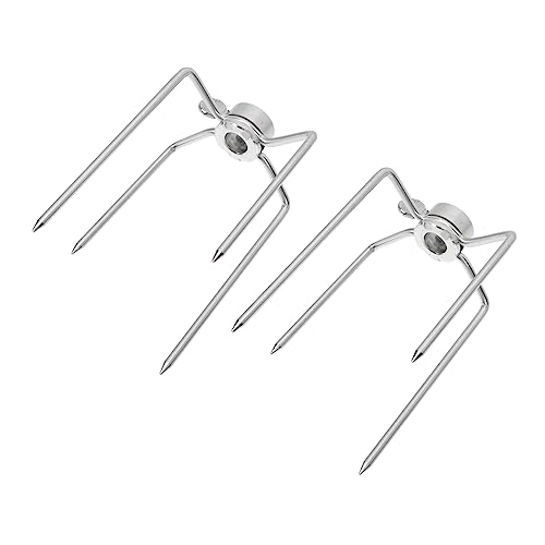 CIYODO 2Pcs Stainless Steel Grill Forks Rotating Roast Chicken Forks for Oven and Outdoor Cooking Durable Kitchen Accessory for Grilled Meat