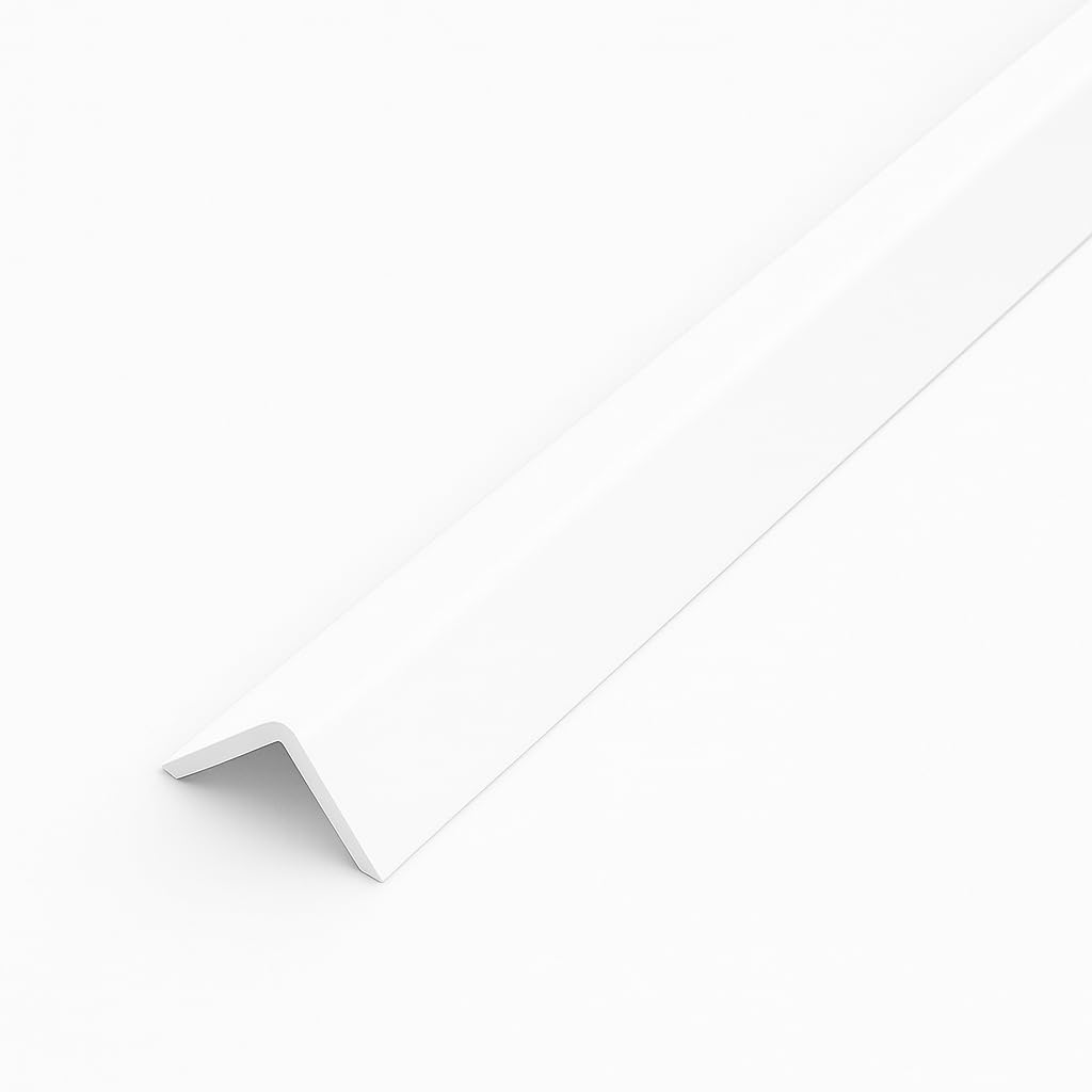 Homesmart White 1 Metre UPVC Plastic Rigid Angle Corner Trim 10 x 10mm, 90 Degree Right Angle Profile, Durable Weatherproof uPVC Moulding for Wall Edges, Corners, DIY, Bathroom & Kitchen, Pack of 10