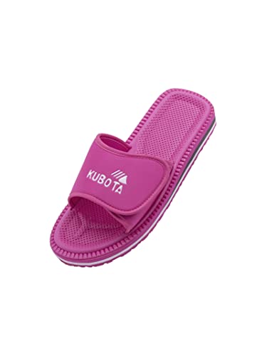 Kubota Badelatschen mit Klettverschluss - Badeschuhe für Damen - Badeschlappen für Strand – Baden Latschen - Schuhe fur Dusch und Sauna - Rosa 38